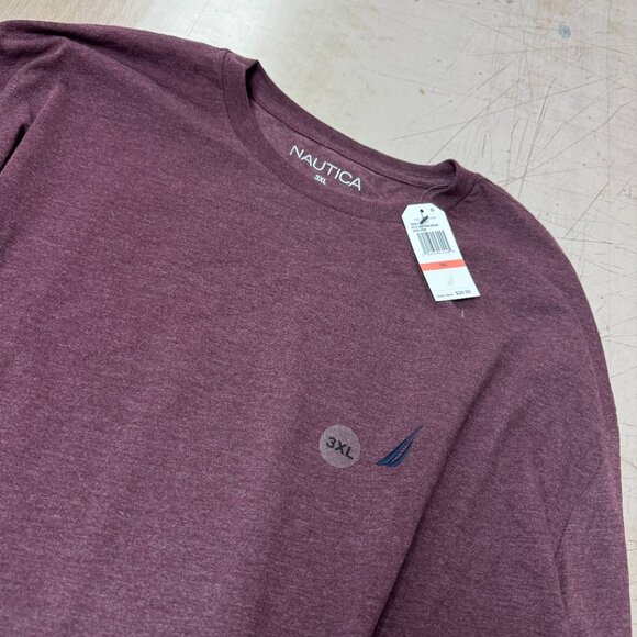 Nautica Performance Mens Maroon T-Shirt Large Crew Neck Long Sleeve 3XL - Picture 2 of 5